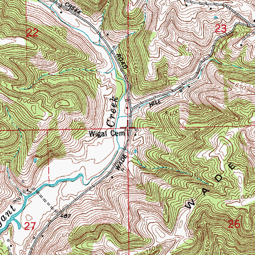 Topographic Map of Wigal Cemetery, IN