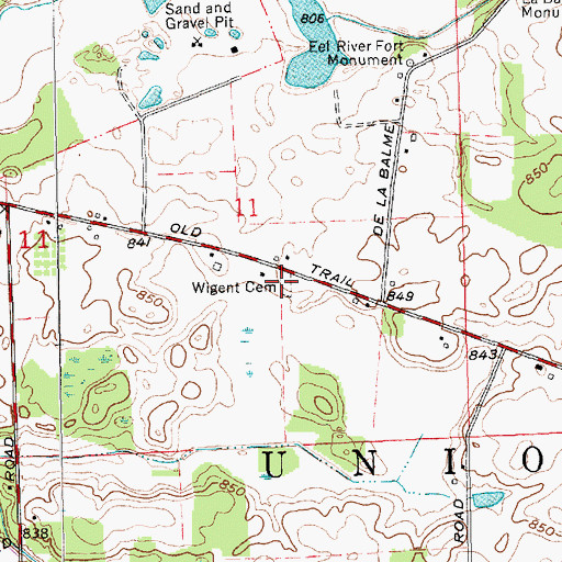 Topographic Map of Wigent Cemetery, IN