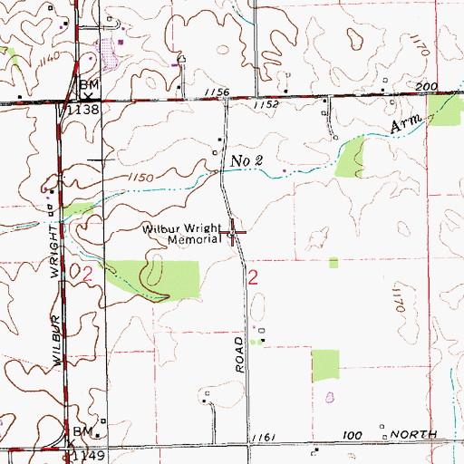 Topographic Map of Wilbur Wright Memorial, IN