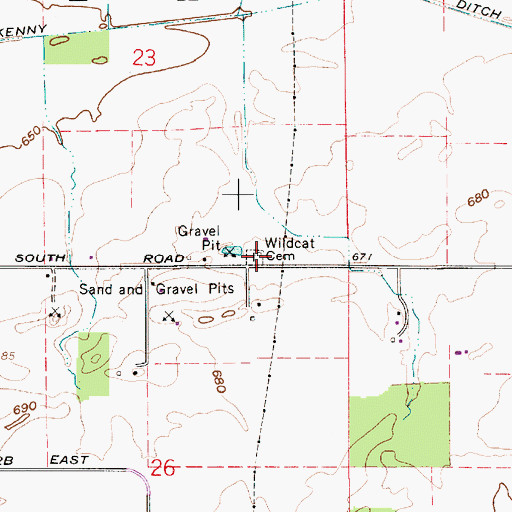 Topographic Map of Wildcat Cemetery, IN