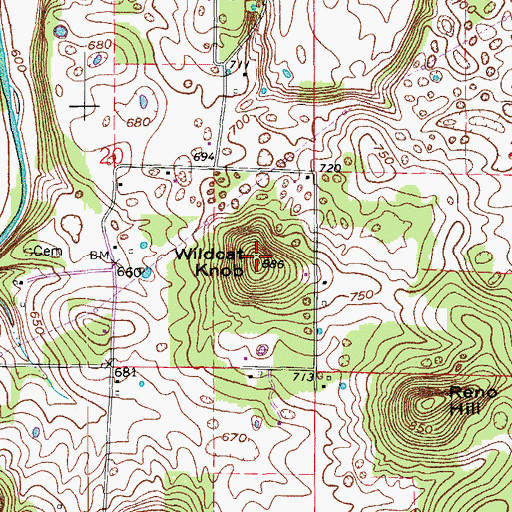Topographic Map of Wildcat Knob, IN
