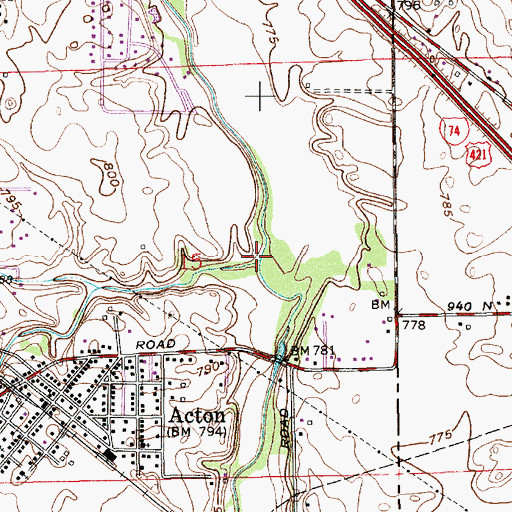 Topographic Map of Wildcat Run, IN
