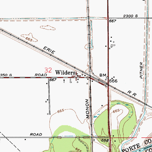 Topographic Map of Wilders, IN