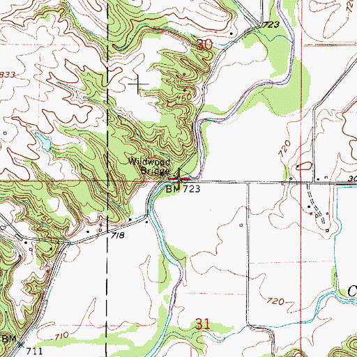 Topographic Map of Wildwood Bridge, IN