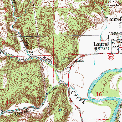 Topographic Map of Wiley Indian Mound, IN