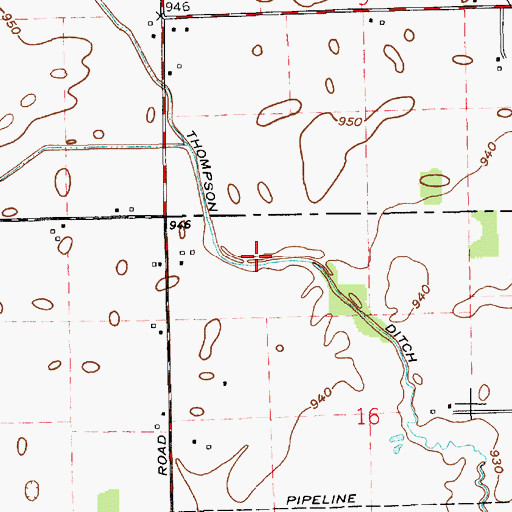 Topographic Map of Wiley Thompson Ditch, IN