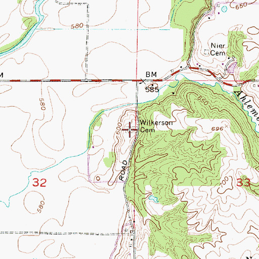 Topographic Map of Wilkerson - Nees Cemetery, IN
