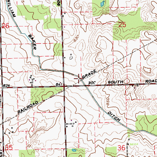 Topographic Map of William Baker Ditch, IN