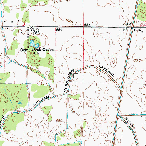 Topographic Map of William Hershman Lateral, IN