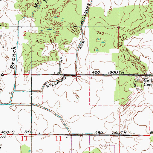 Topographic Map of Williams Arm Ditch, IN