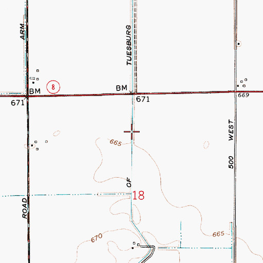 Topographic Map of William Arm of Tuesburg Ditch, IN