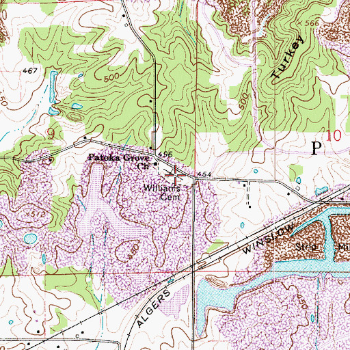 Topographic Map of Williams Cemetery, IN