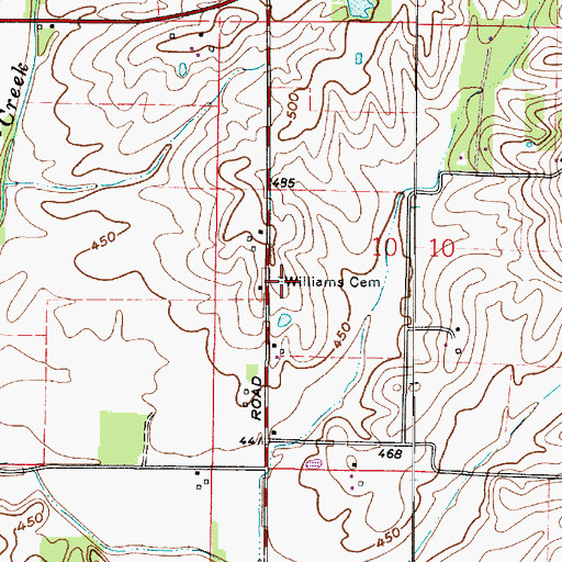 Topographic Map of Williams Cemetery, IN