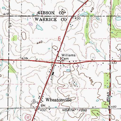Topographic Map of Williams Cemetery, IN