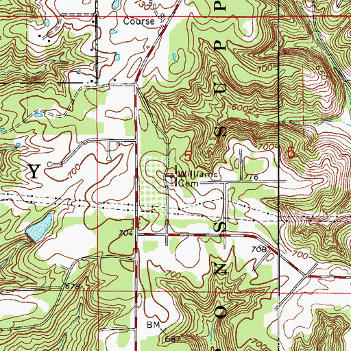 Topographic Map of Williams Cemetery, IN