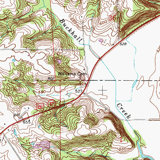 Topographic Map of Williams Cemetery, IN