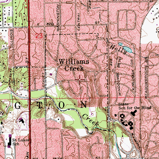 Topographic Map of Williams Creek, IN