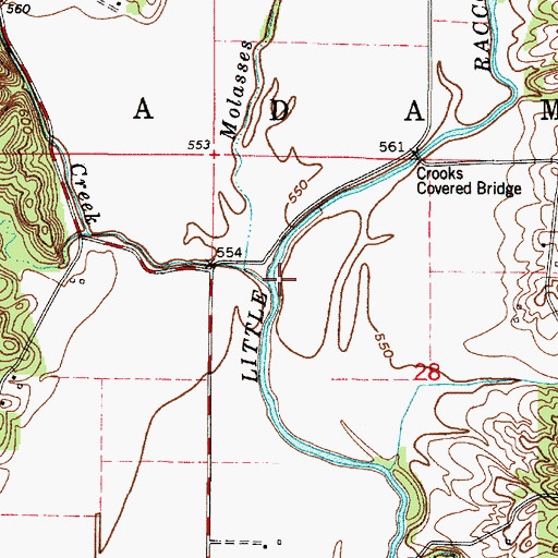 Topographic Map of Williams Creek, IN