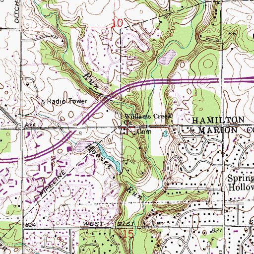 Topographic Map of Williams Creek Church, IN