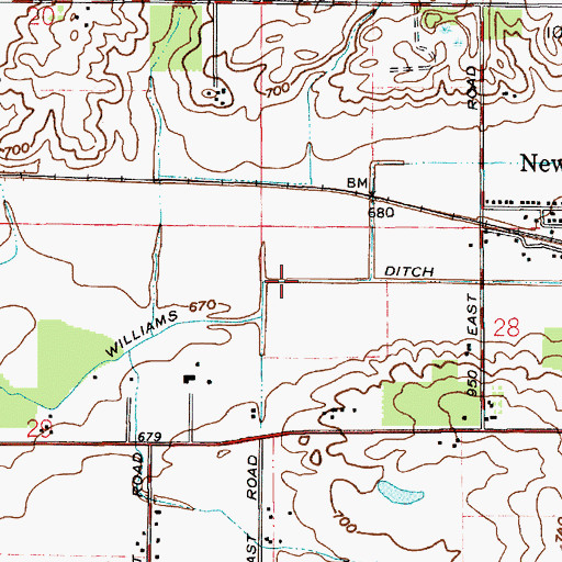 Topographic Map of Williams Ditch, IN