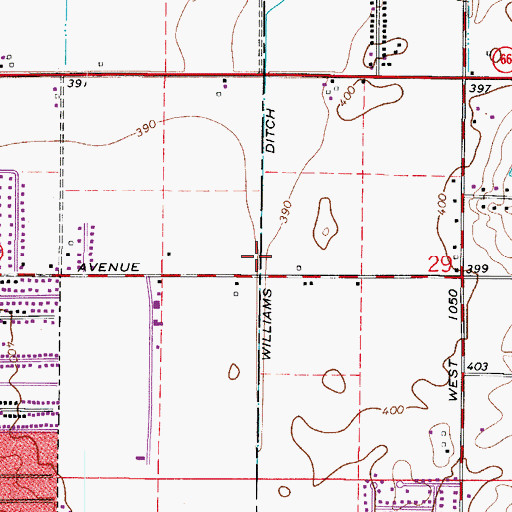 Topographic Map of Williams Ditch, IN