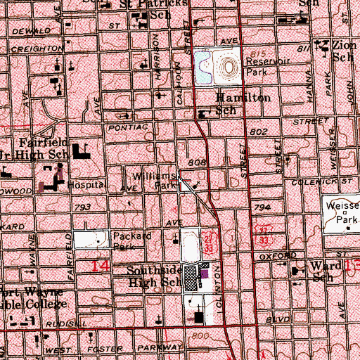Topographic Map of Williams Park, IN