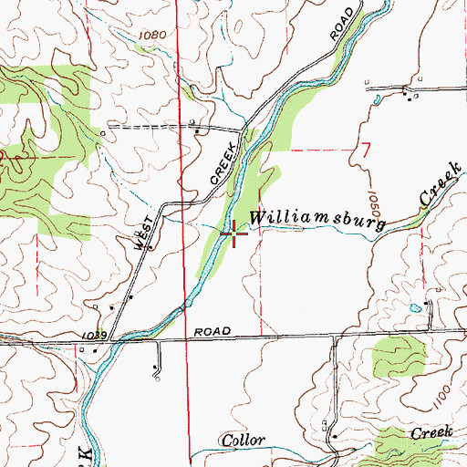 Topographic Map of Williamsburg Creek, IN