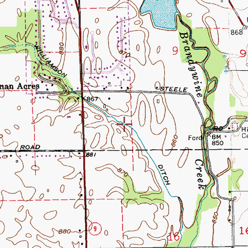 Topographic Map of Williamson Ditch, IN
