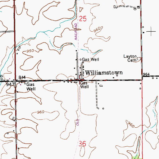Topographic Map of Williamstown, IN