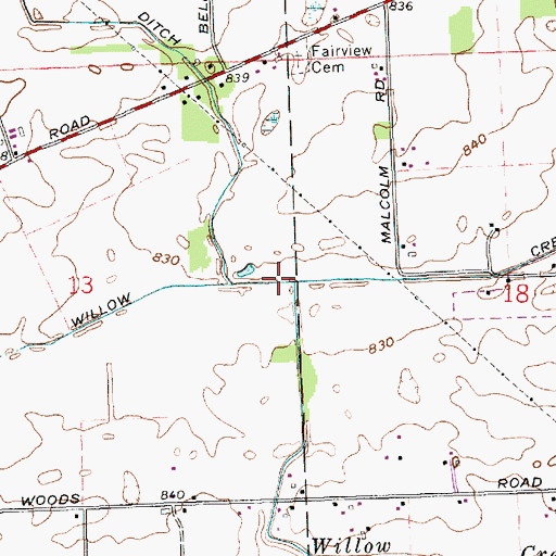Topographic Map of Willow Creek Branch, IN