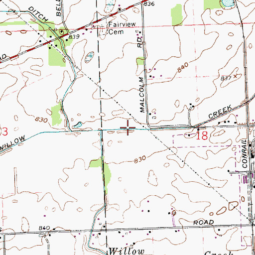 Topographic Map of Willow Creek Ditch, IN
