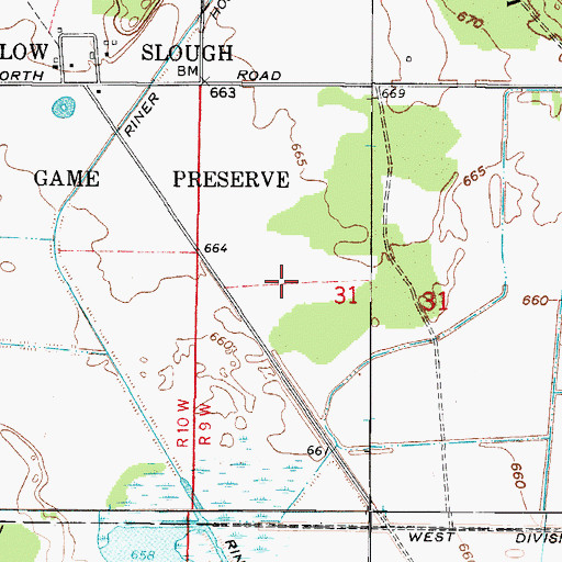 Topographic Map of Willow Slough State Game Preserve, IN