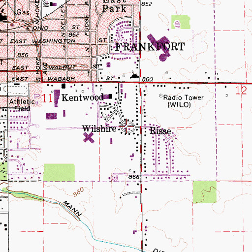 Topographic Map of Wilshire, IN