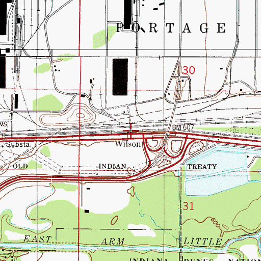 Topographic Map of Wilson, IN
