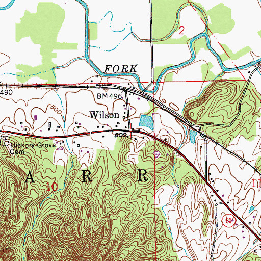 Topographic Map of Wilson, IN