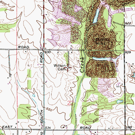 Topographic Map of Wilson Cemetery, IN