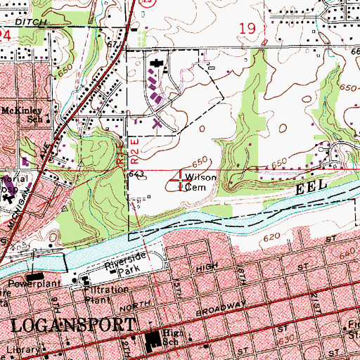 Topographic Map of Wilson Family Cemetery, IN