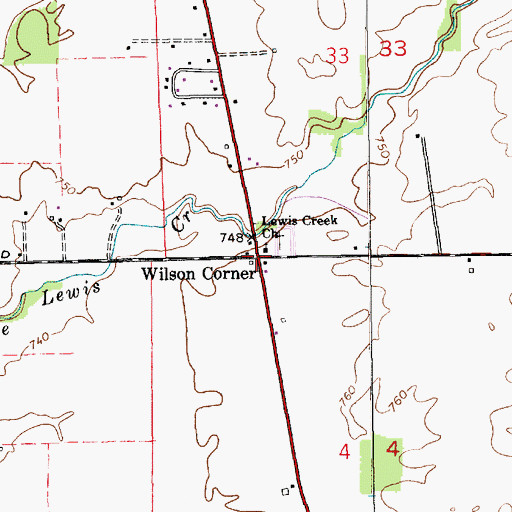 Topographic Map of Wilson Corner, IN