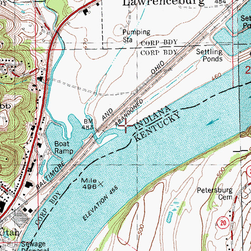 Topographic Map of Wilson Creek, IN