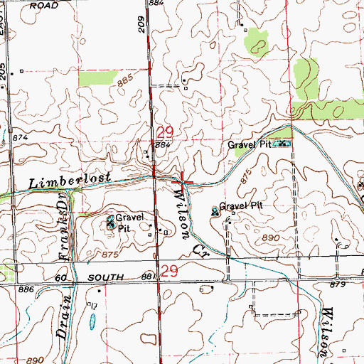 Topographic Map of Wilson Creek, IN