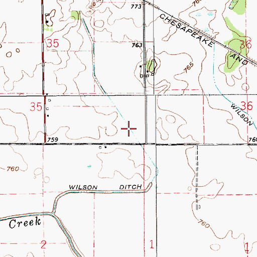 Topographic Map of Wilson Ditch, IN