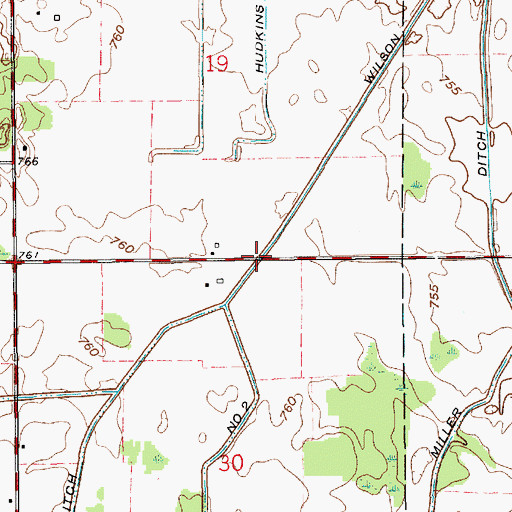 Topographic Map of Wilson Ditch, IN