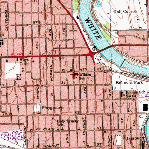 Topographic Map of Wilson School, IN