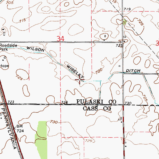 Topographic Map of Wilson Wiseley Ditch, IN