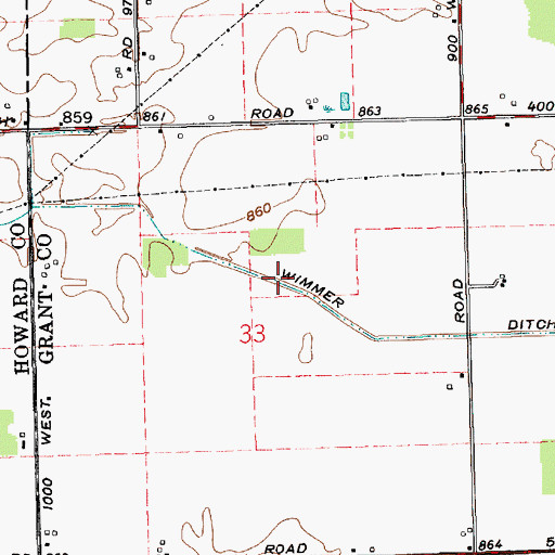 Topographic Map of Wimmer Ditch, IN