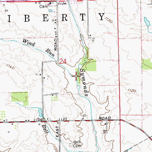 Topographic Map of Wind Run, IN