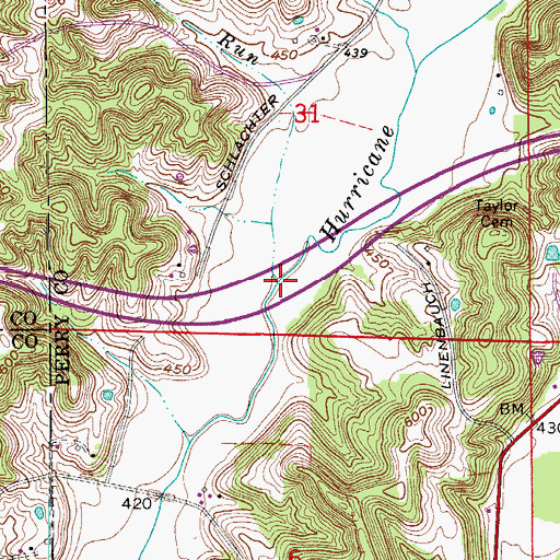 Topographic Map of Wind Run, IN