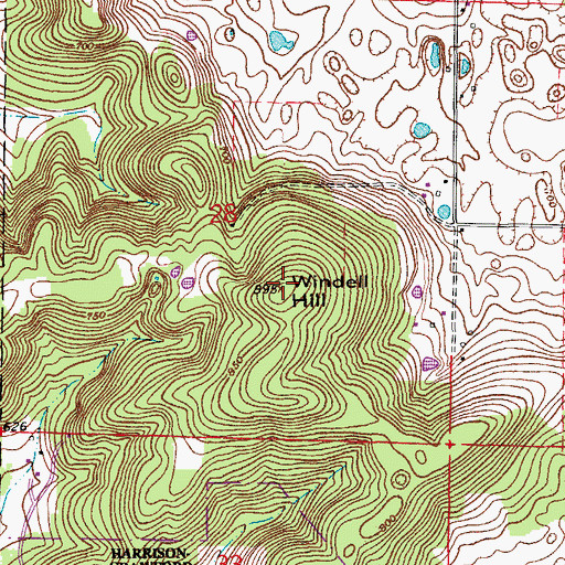 Topographic Map of Windell Hill, IN