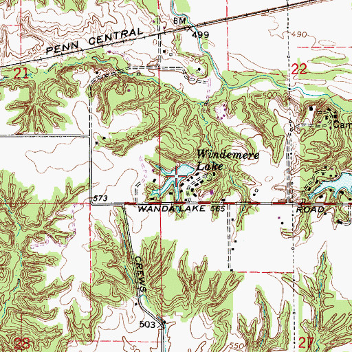 Topographic Map of Windemere Lake, IN