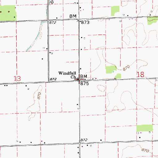 Topographic Map of Windfall Church, IN